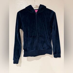 J. Creations Blue Velour Track Suit Hoodie Full Zip Sweater And Pants Set Size S